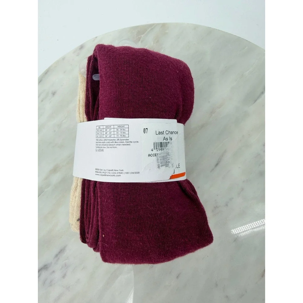 Capelli New York Girls 2-Pack Sweater Tights Deer Antler Cream‎ Burgundy M/L